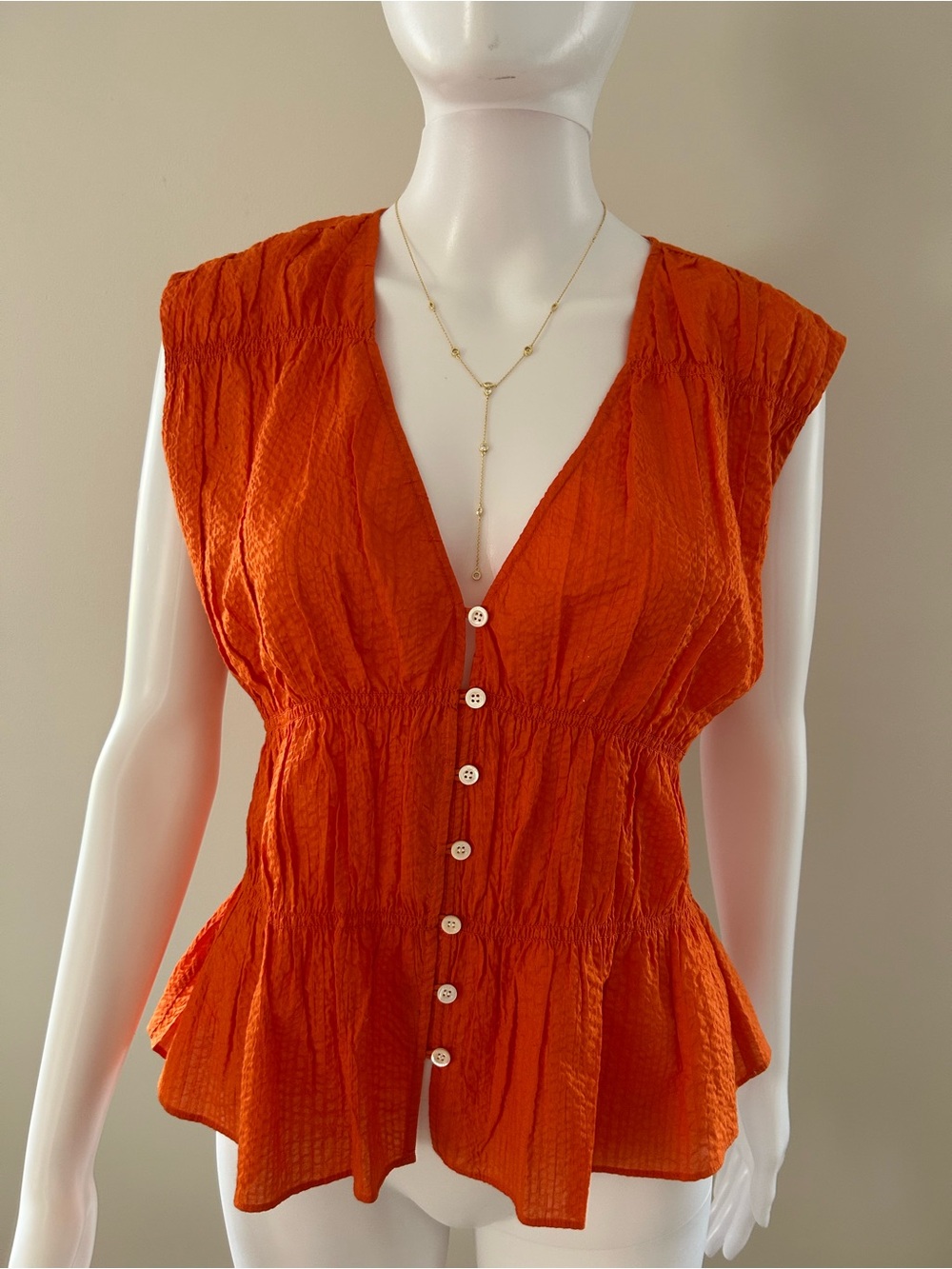 Frame Ruched V-Neck Sleeveless Blouse
New With Tags